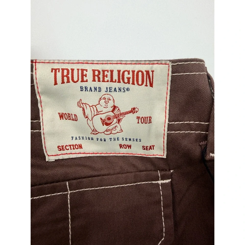True Religion Bobby Baggy Cargo Pant Mens 34 Brown NWT Contrast Stitch 700248
